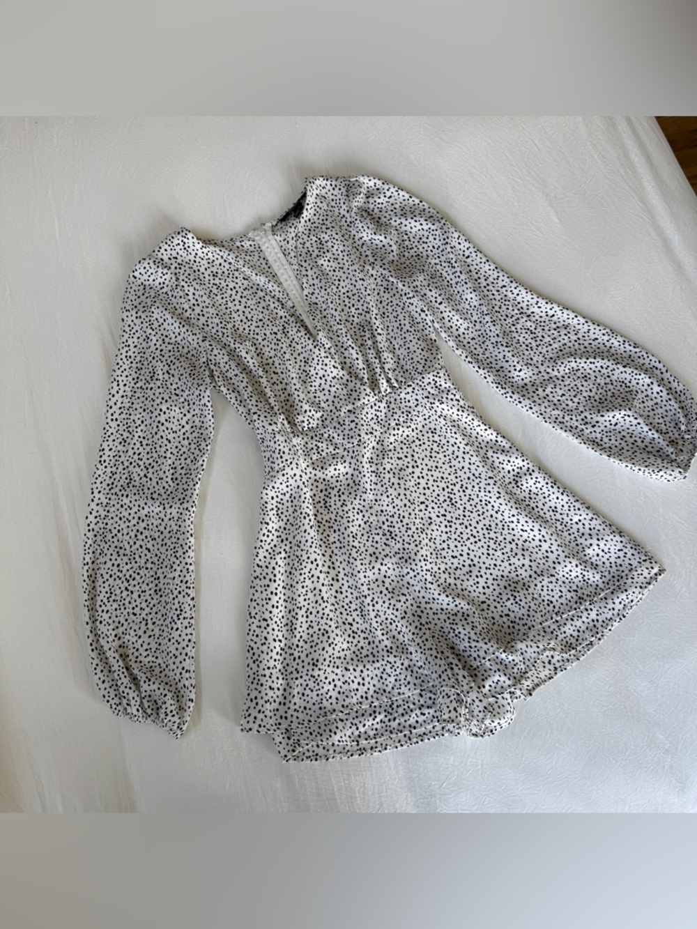 Speckled Print Long Sleeve Romper